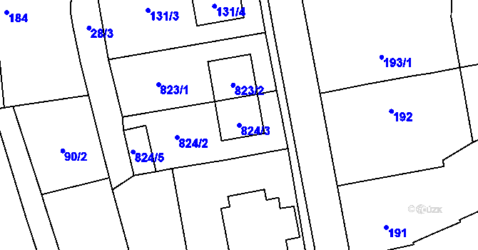 Parcela st. 824/3 v KÚ Henčlov, Katastrální mapa