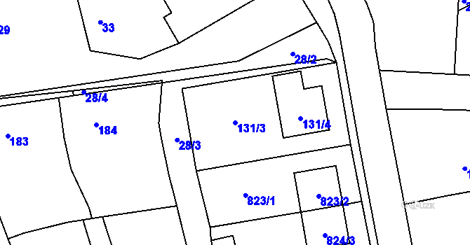 Parcela st. 131/3 v KÚ Henčlov, Katastrální mapa