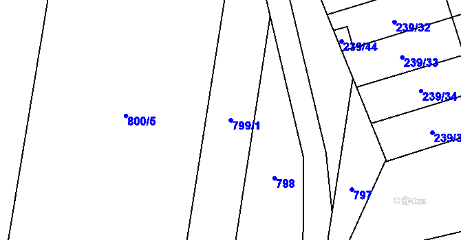 Parcela st. 799/1 v KÚ Henčlov, Katastrální mapa