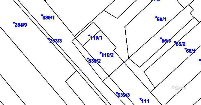 Parcela st. 110/2 v KÚ Henčlov, Katastrální mapa