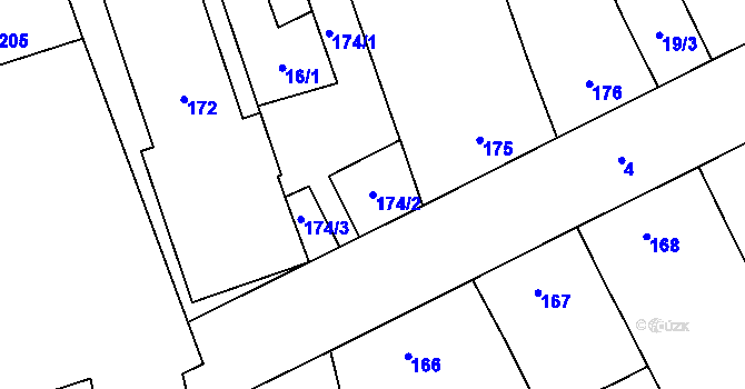 Parcela st. 174/2 v KÚ Henčlov, Katastrální mapa