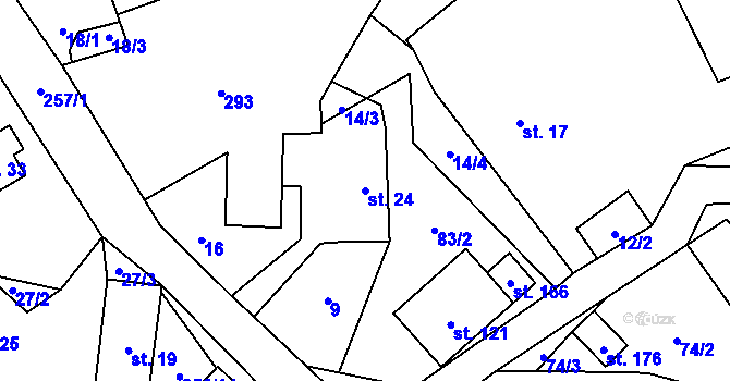 Parcela st. 24 v KÚ Boňkov, Katastrální mapa