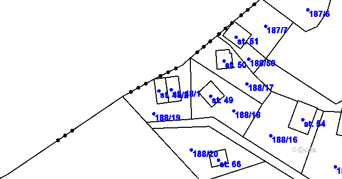 Parcela st. 48/1 v KÚ Boňkov, Katastrální mapa