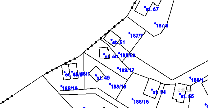 Parcela st. 50 v KÚ Boňkov, Katastrální mapa