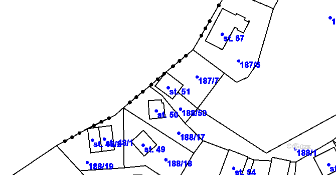 Parcela st. 51 v KÚ Boňkov, Katastrální mapa