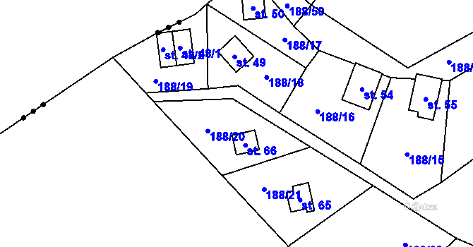 Parcela st. 66 v KÚ Boňkov, Katastrální mapa