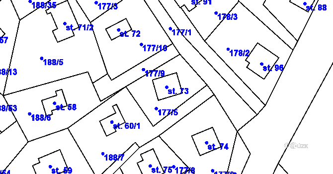 Parcela st. 73 v KÚ Boňkov, Katastrální mapa