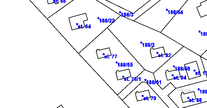 Parcela st. 77 v KÚ Boňkov, Katastrální mapa