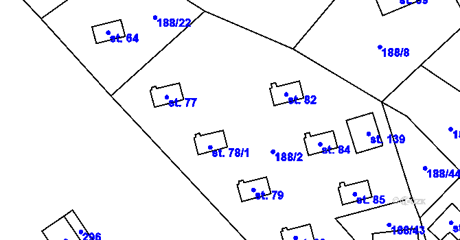 Parcela st. 78/1 v KÚ Boňkov, Katastrální mapa