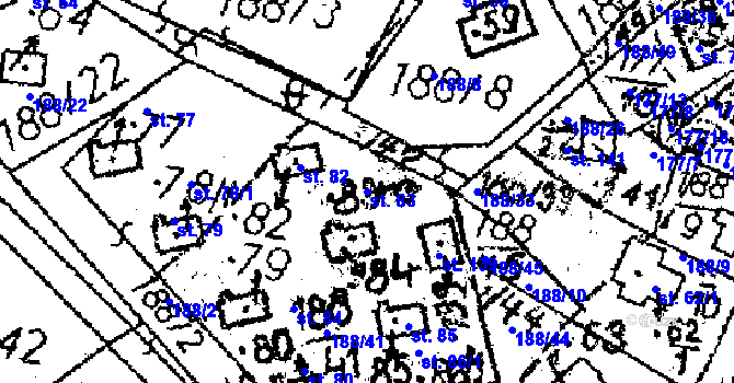 Parcela st. 83 v KÚ Boňkov, Katastrální mapa