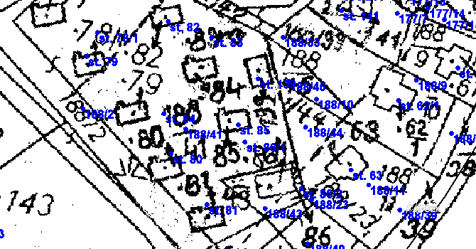 Parcela st. 85 v KÚ Boňkov, Katastrální mapa
