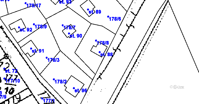 Parcela st. 88 v KÚ Boňkov, Katastrální mapa