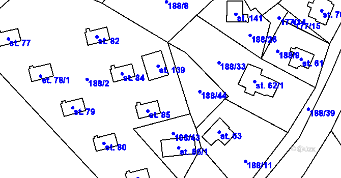 Parcela st. 139 v KÚ Boňkov, Katastrální mapa