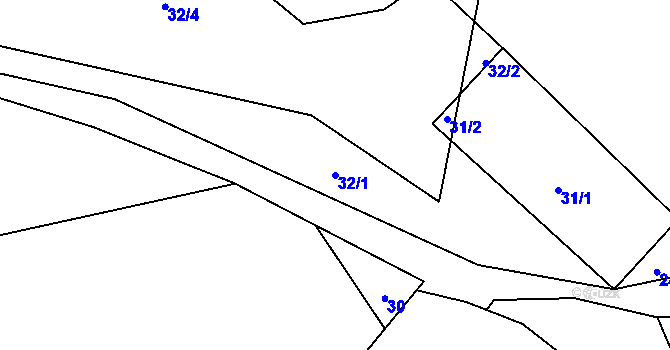 Parcela st. 32/1 v KÚ Boňkov, Katastrální mapa