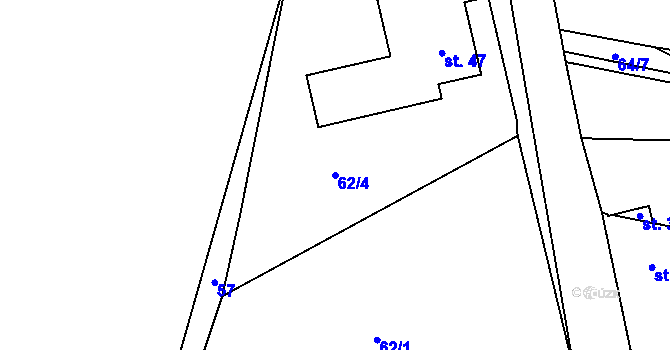 Parcela st. 62/4 v KÚ Boňkov, Katastrální mapa