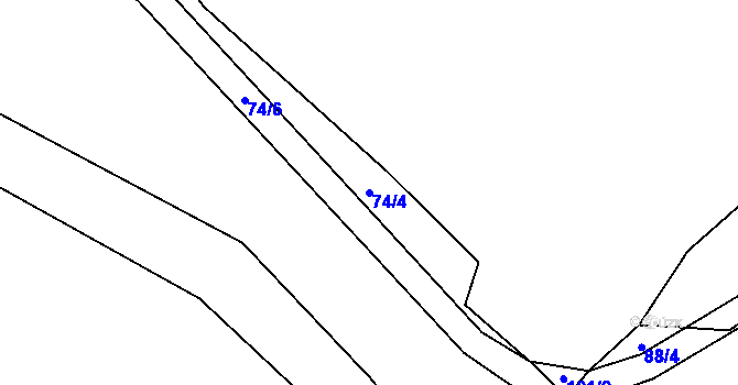 Parcela st. 74/4 v KÚ Boňkov, Katastrální mapa