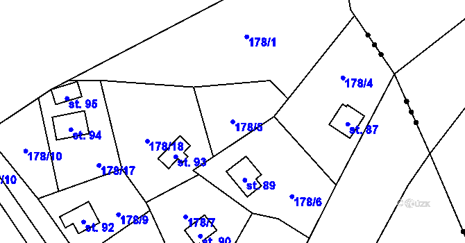 Parcela st. 178/5 v KÚ Boňkov, Katastrální mapa
