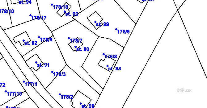 Parcela st. 178/8 v KÚ Boňkov, Katastrální mapa