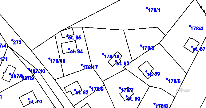 Parcela st. 178/18 v KÚ Boňkov, Katastrální mapa