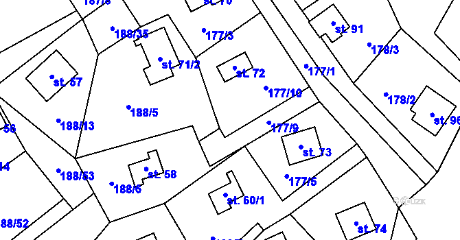 Parcela st. 188/29 v KÚ Boňkov, Katastrální mapa