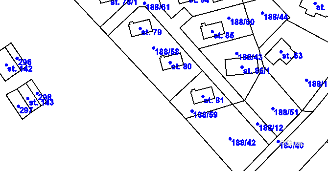 Parcela st. 173 v KÚ Boňkov, Katastrální mapa