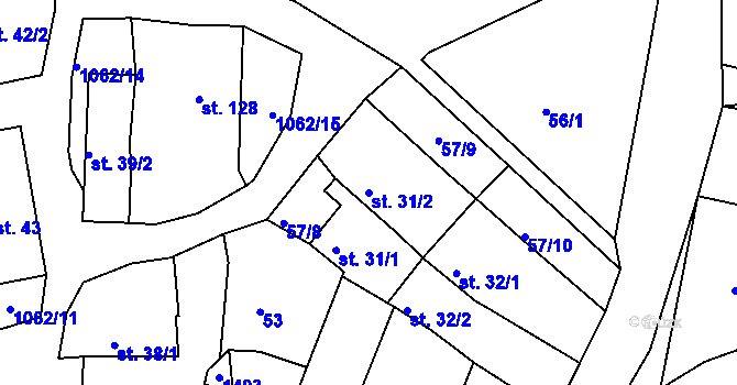 Parcela st. 31/2 v KÚ Herálec, Katastrální mapa