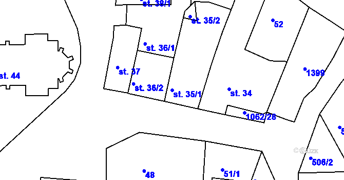 Parcela st. 35/1 v KÚ Herálec, Katastrální mapa