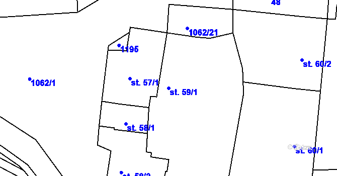 Parcela st. 59/1 v KÚ Herálec, Katastrální mapa