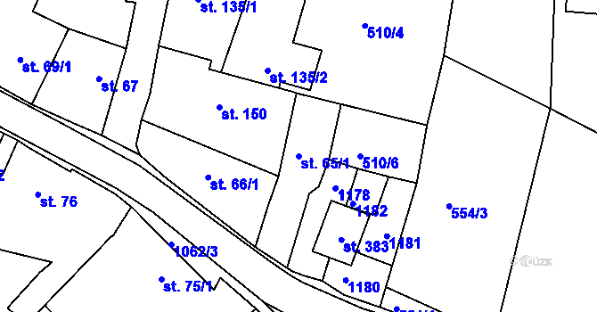 Parcela st. 65/1 v KÚ Herálec, Katastrální mapa