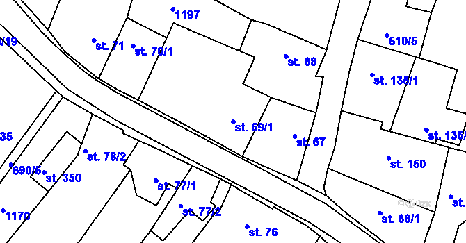 Parcela st. 69/1 v KÚ Herálec, Katastrální mapa