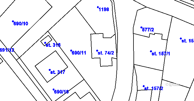 Parcela st. 74/2 v KÚ Herálec, Katastrální mapa