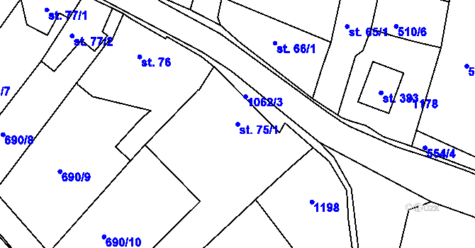 Parcela st. 75/1 v KÚ Herálec, Katastrální mapa