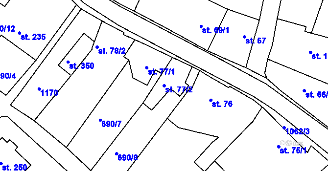 Parcela st. 77/2 v KÚ Herálec, Katastrální mapa