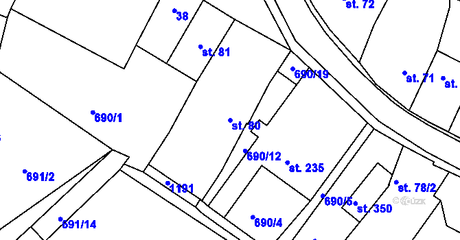 Parcela st. 80 v KÚ Herálec, Katastrální mapa