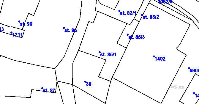 Parcela st. 85/1 v KÚ Herálec, Katastrální mapa