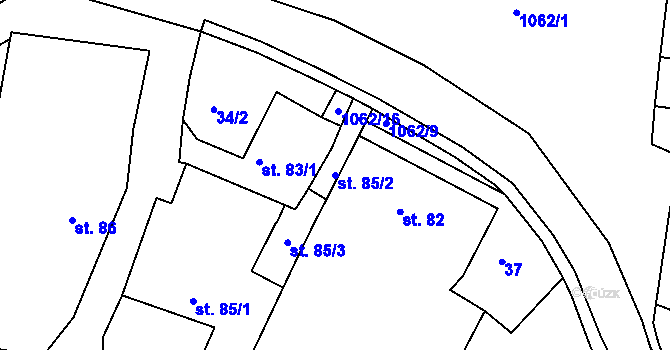 Parcela st. 85/2 v KÚ Herálec, Katastrální mapa