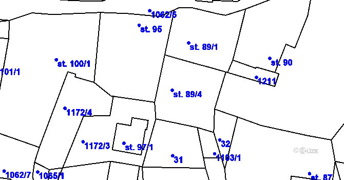 Parcela st. 89/4 v KÚ Herálec, Katastrální mapa