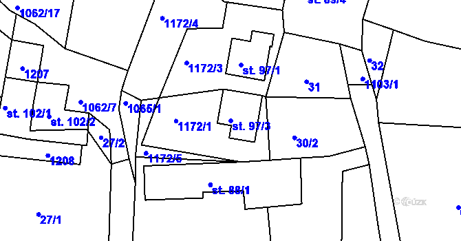 Parcela st. 97/3 v KÚ Herálec, Katastrální mapa