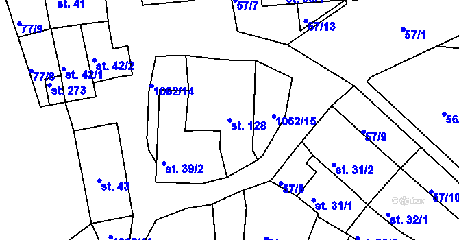 Parcela st. 128 v KÚ Herálec, Katastrální mapa