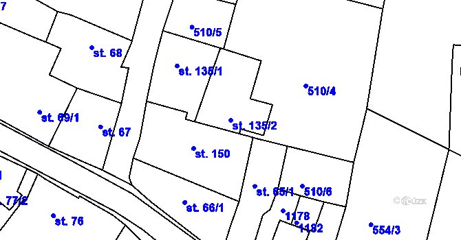 Parcela st. 135/2 v KÚ Herálec, Katastrální mapa