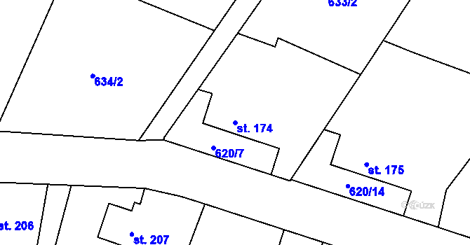 Parcela st. 174 v KÚ Herálec, Katastrální mapa
