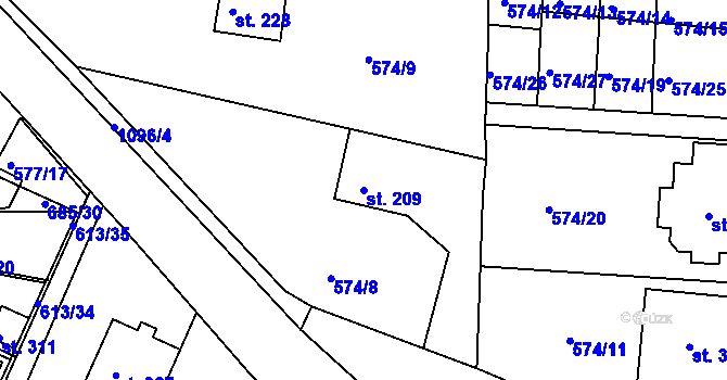 Parcela st. 209 v KÚ Herálec, Katastrální mapa