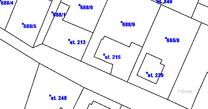 Parcela st. 215 v KÚ Herálec, Katastrální mapa