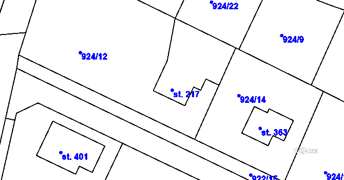Parcela st. 217 v KÚ Herálec, Katastrální mapa