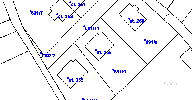 Parcela st. 256 v KÚ Herálec, Katastrální mapa
