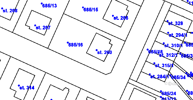 Parcela st. 260 v KÚ Herálec, Katastrální mapa