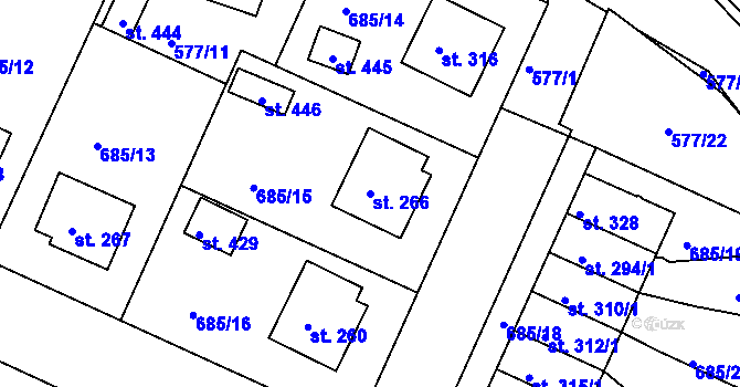 Parcela st. 266 v KÚ Herálec, Katastrální mapa
