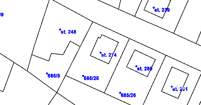 Parcela st. 274 v KÚ Herálec, Katastrální mapa
