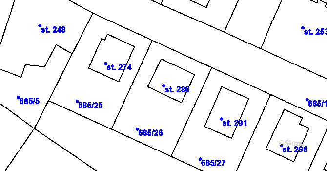 Parcela st. 280 v KÚ Herálec, Katastrální mapa