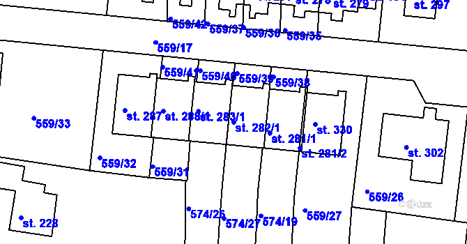 Parcela st. 282/1 v KÚ Herálec, Katastrální mapa